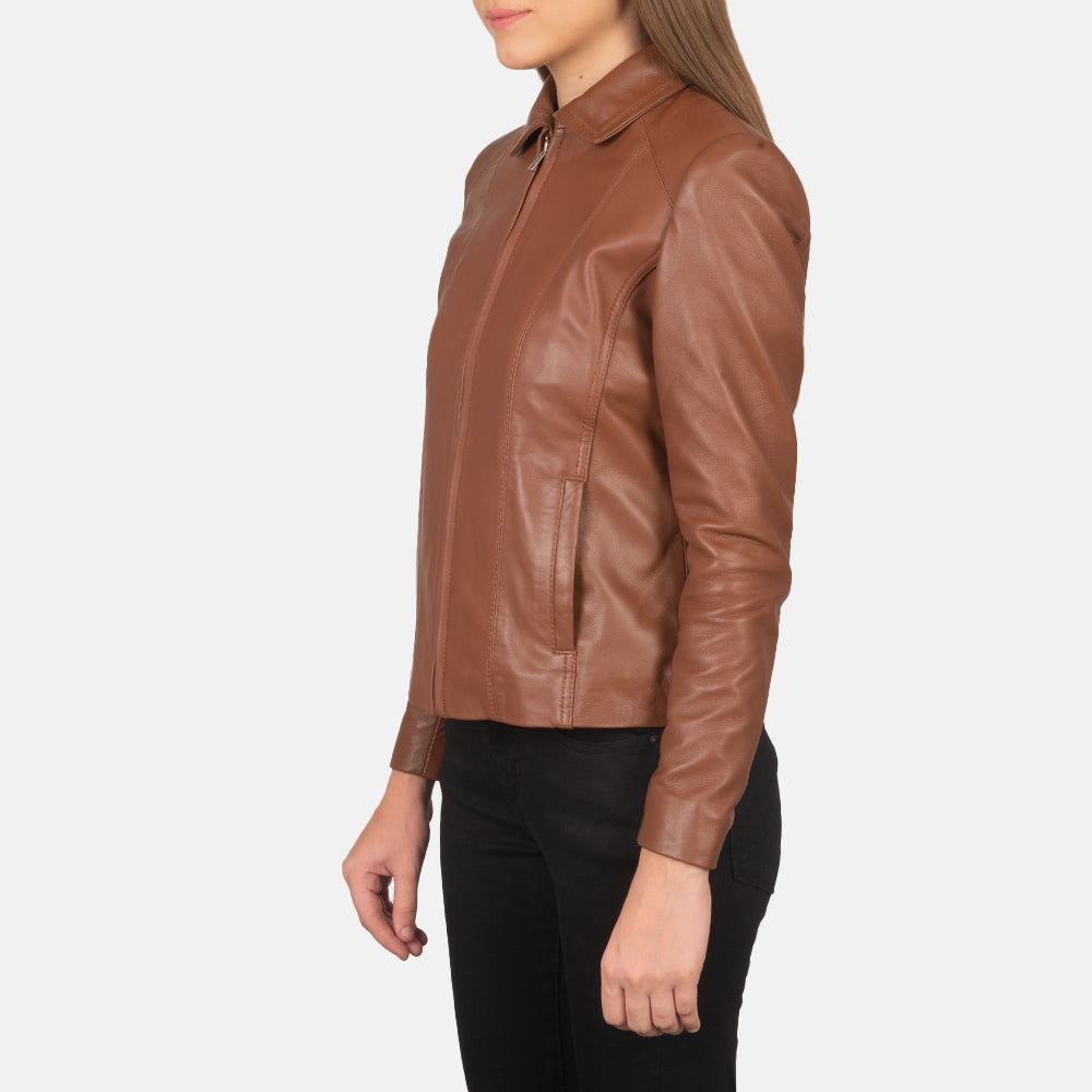 Sowachi Colette Brown Leather Jacket