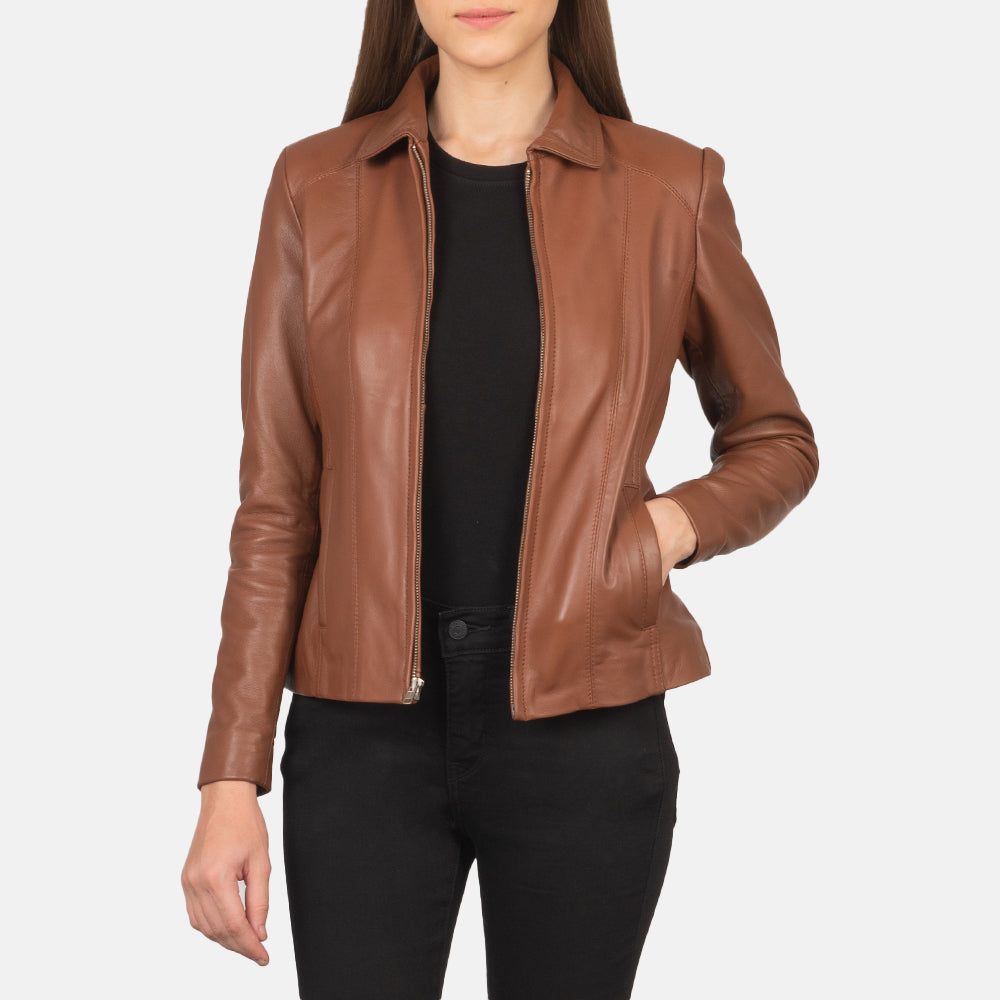 Sowachi Colette Brown Leather Jacket