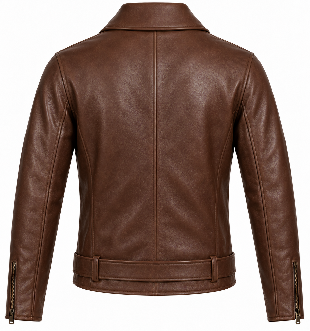 J032 brown leather jacket back view