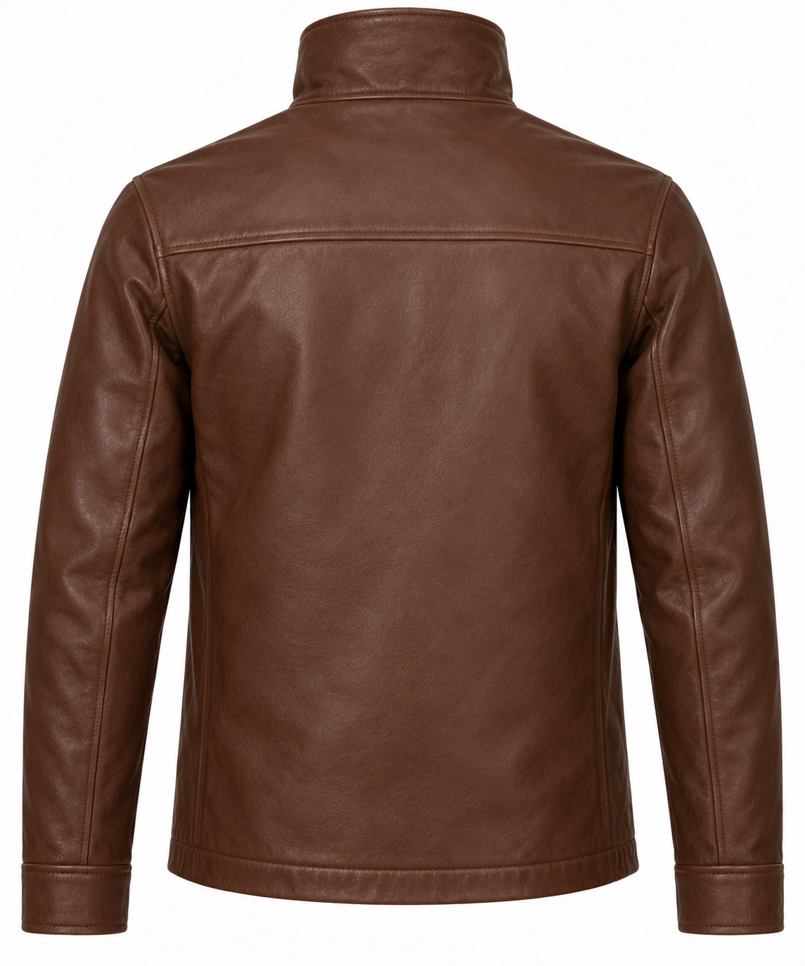 J035 brown leather jacket back view