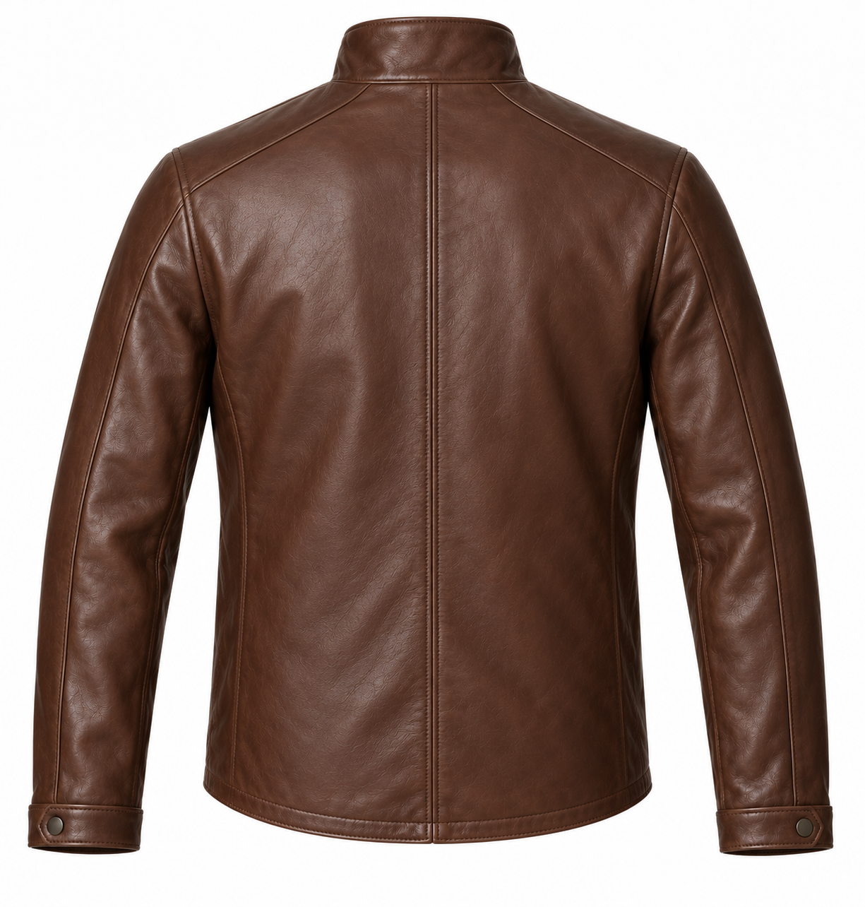J036 brown leather jacket back view