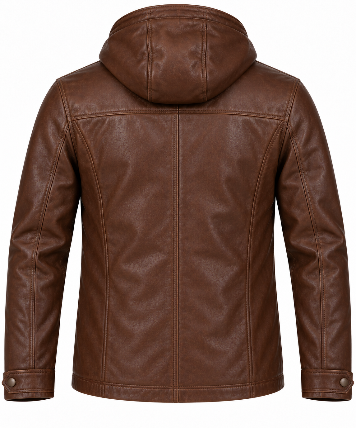 J037 brown leather jacket back view