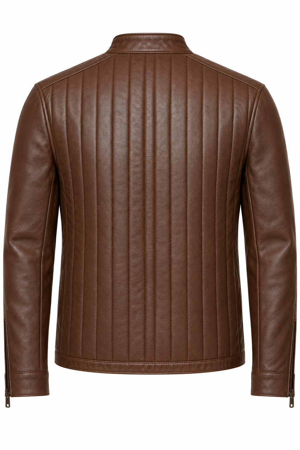 J039 brown leather jacket back view