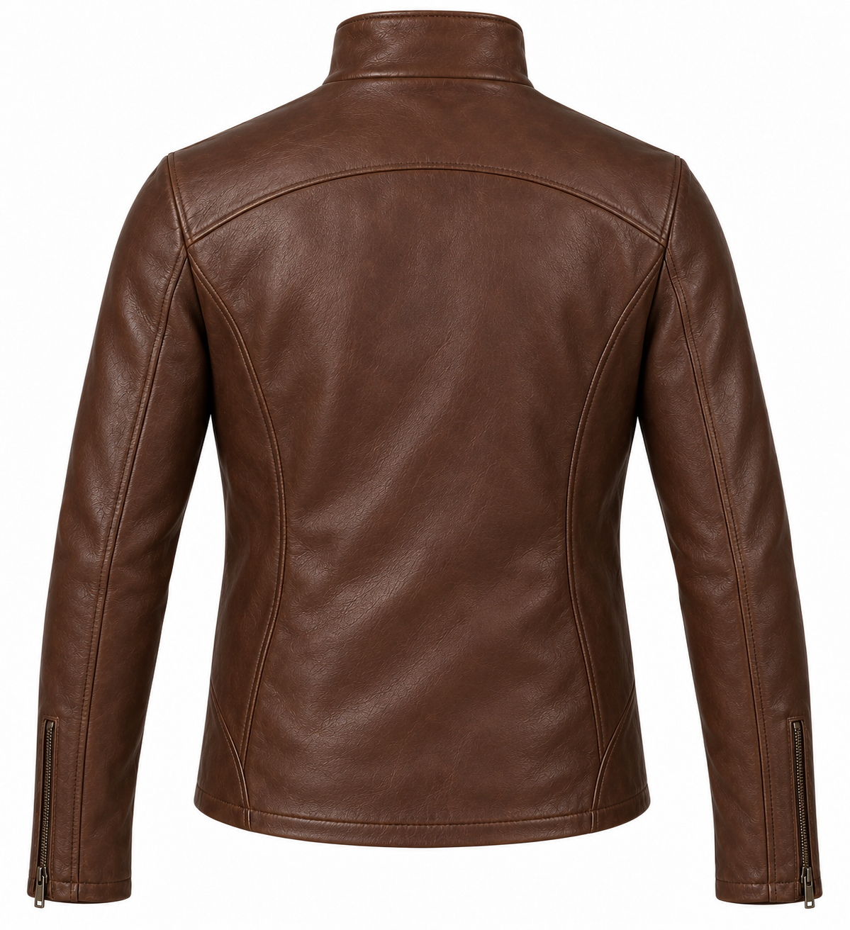 J040 brown leather jacket back view