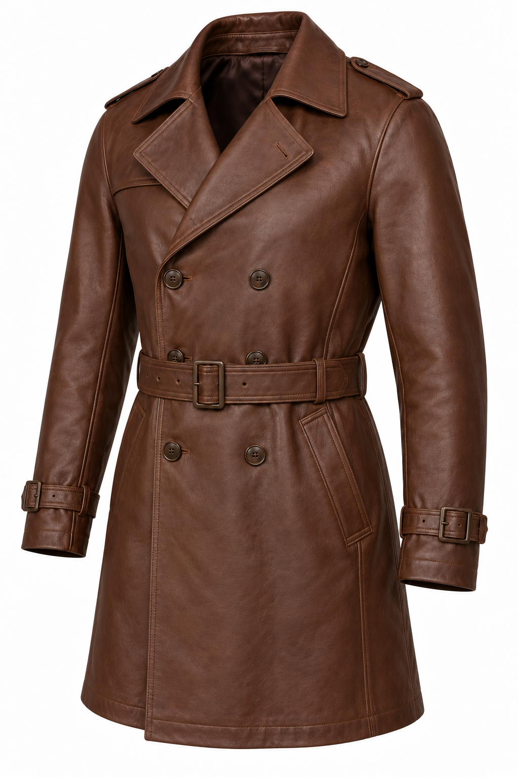 J041 brown leather jacket angle view