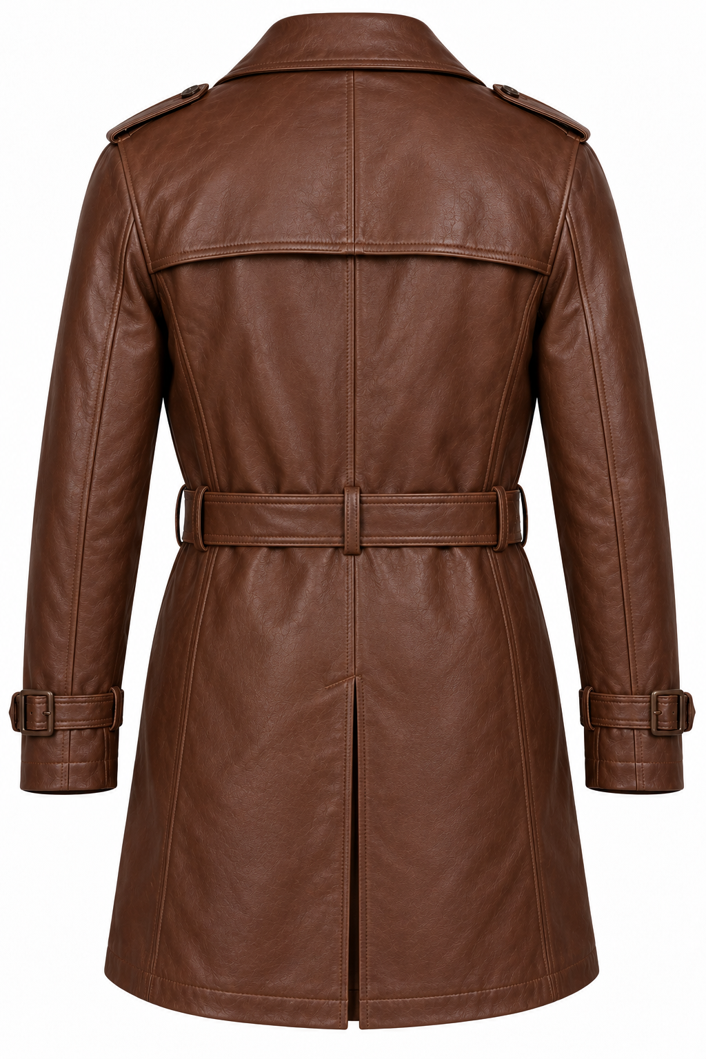 J041 brown leather jacket back view