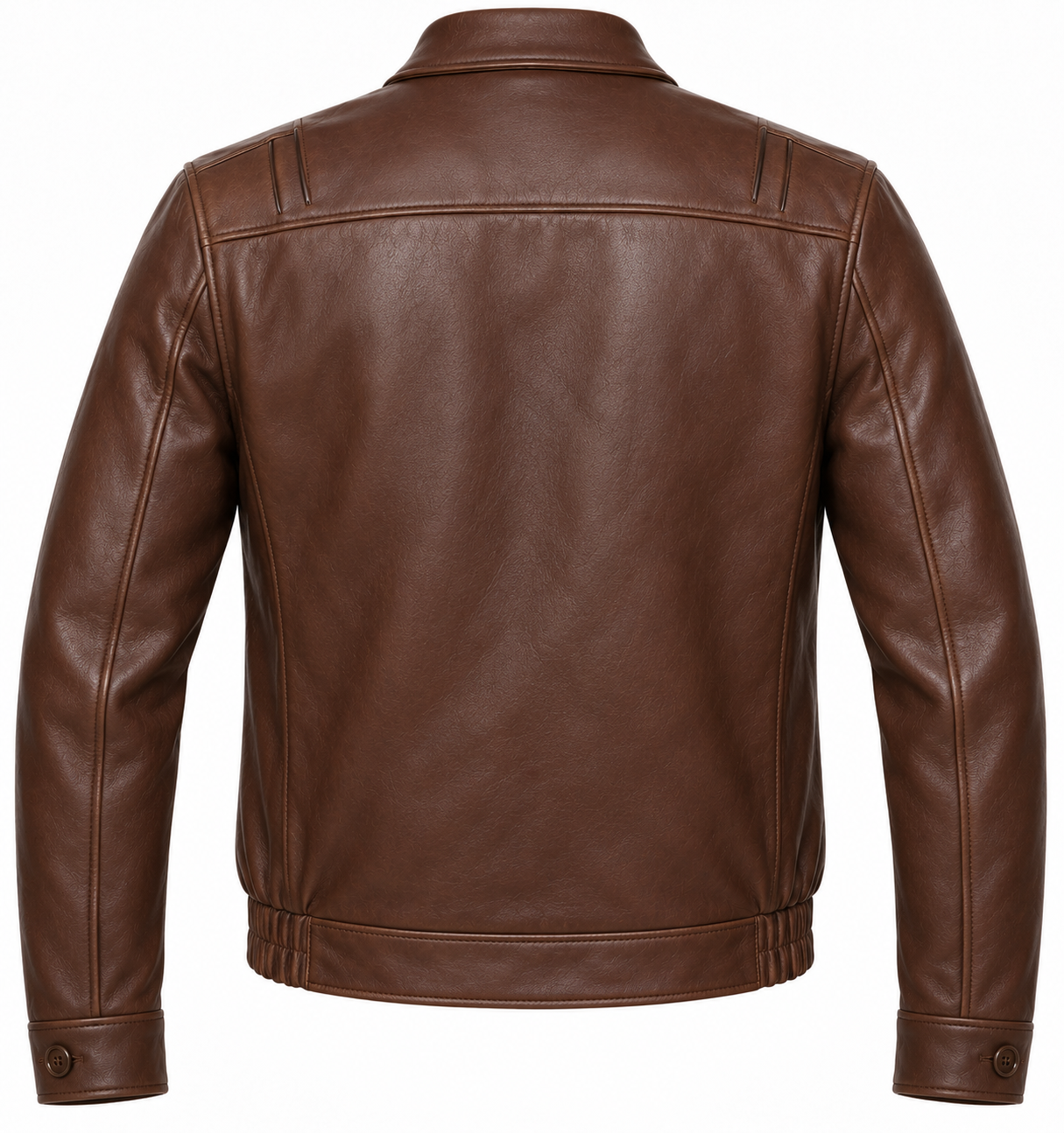 J042 brown leather jacket back view