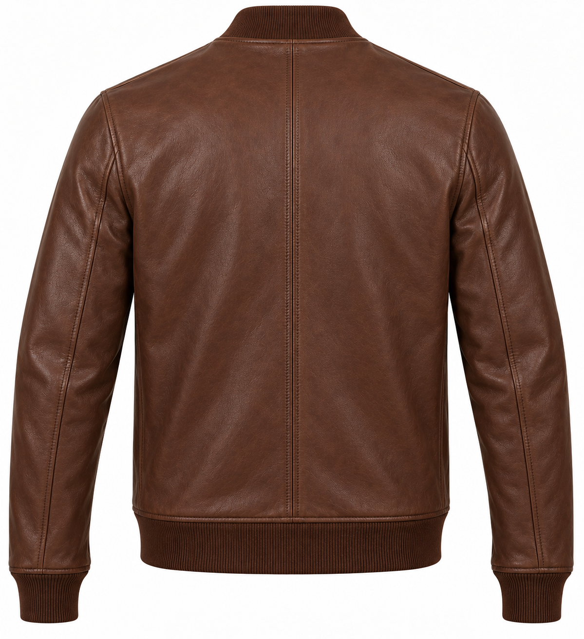 J043 brown leather jacket back view