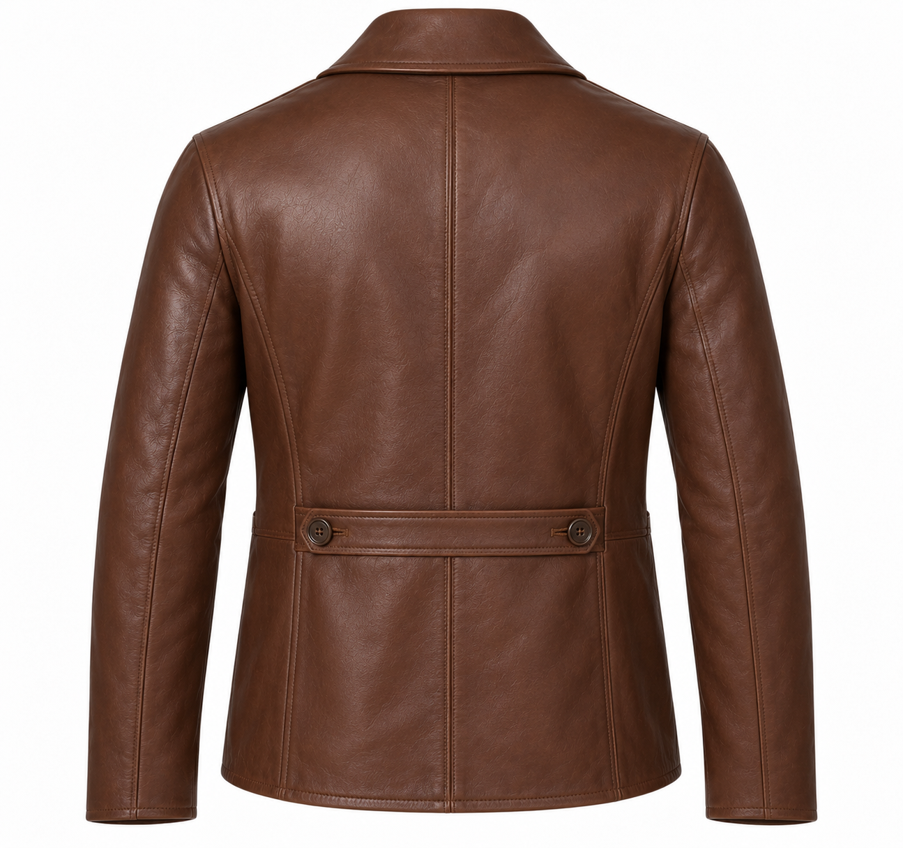 J044 brown leather jacket back view