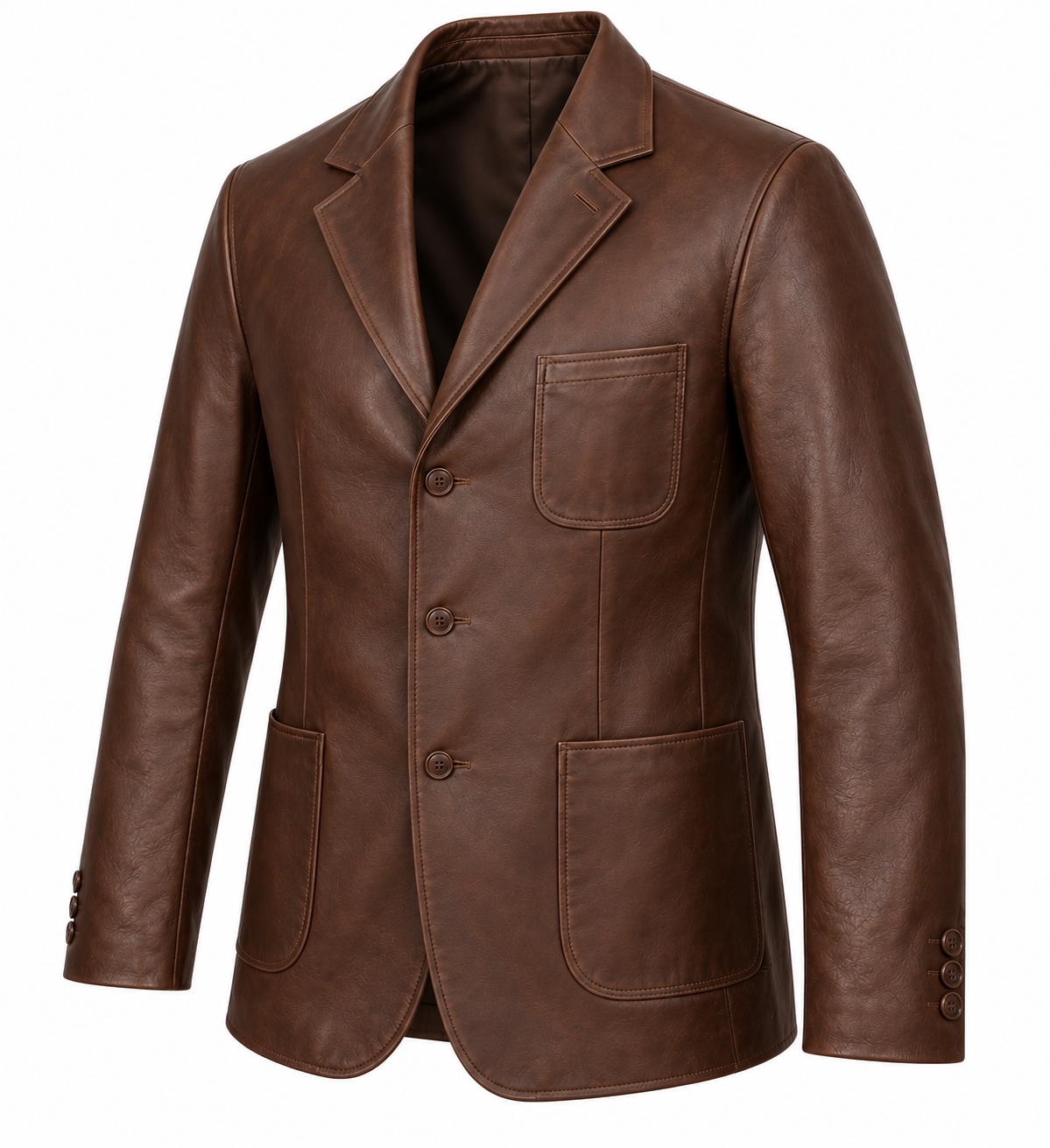 J045 brown leather jacket angle view