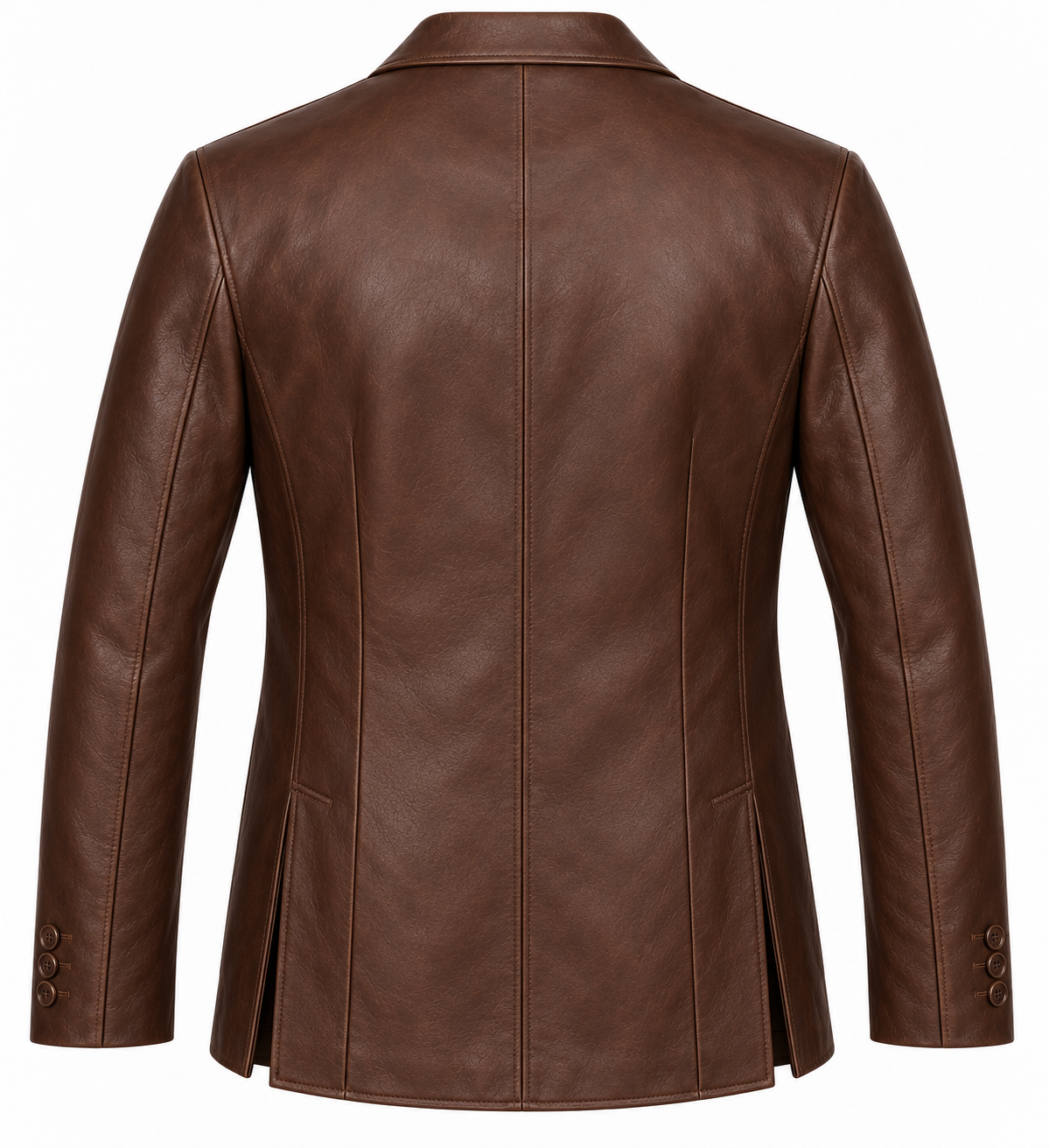 J045 brown leather jacket back view