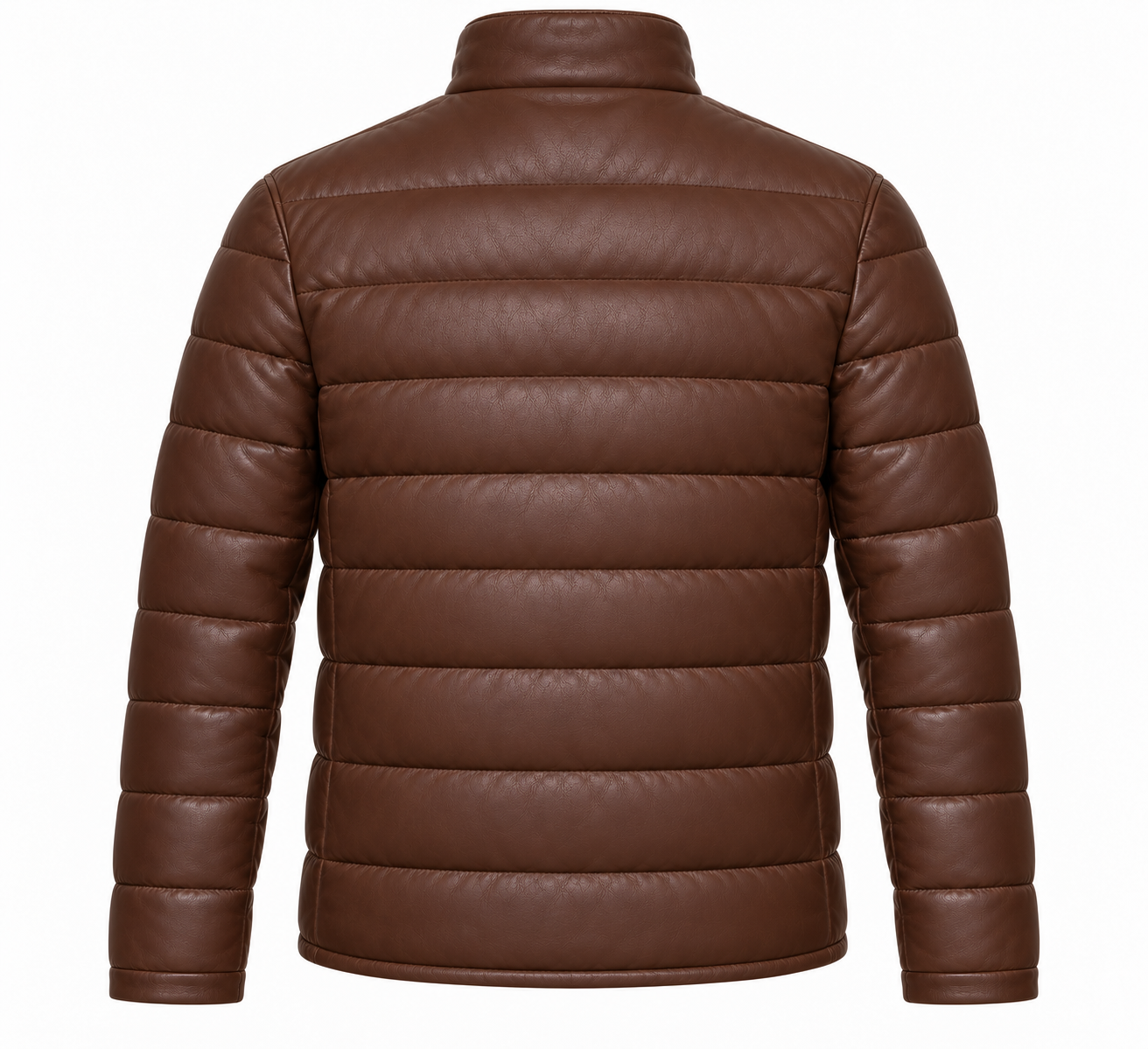 J046 brown leather jacket back view