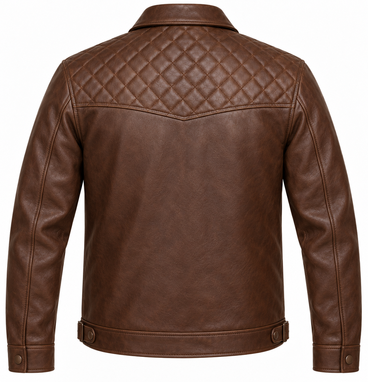 J047 brown leather jacket back view