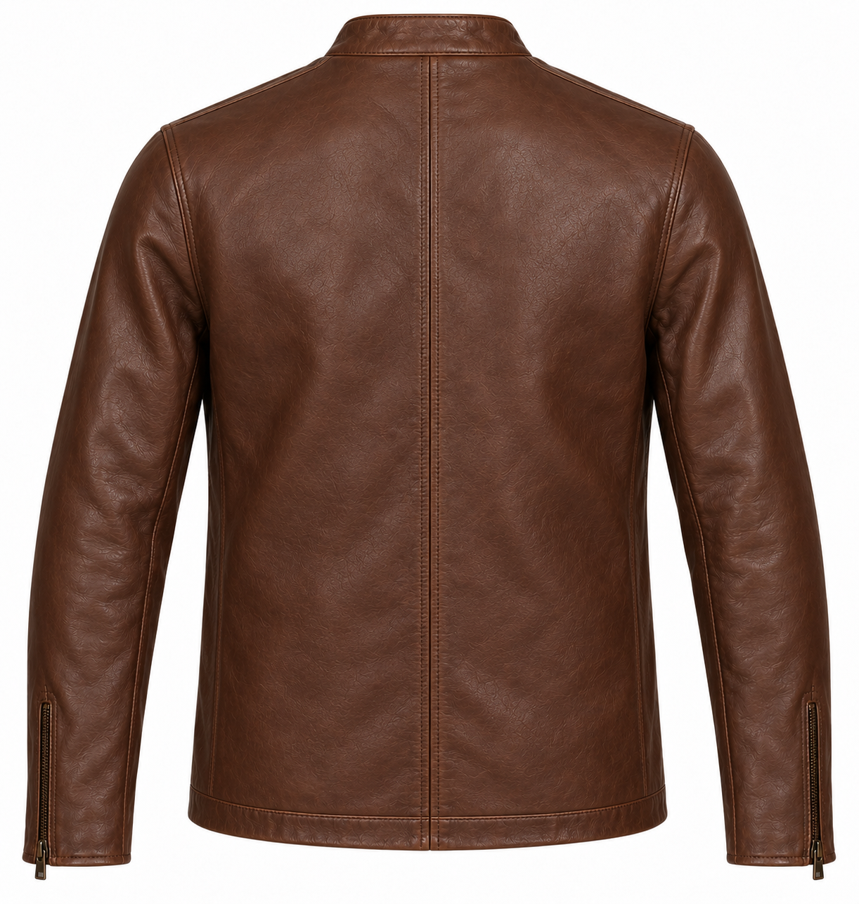 J048 brown leather jacket back view