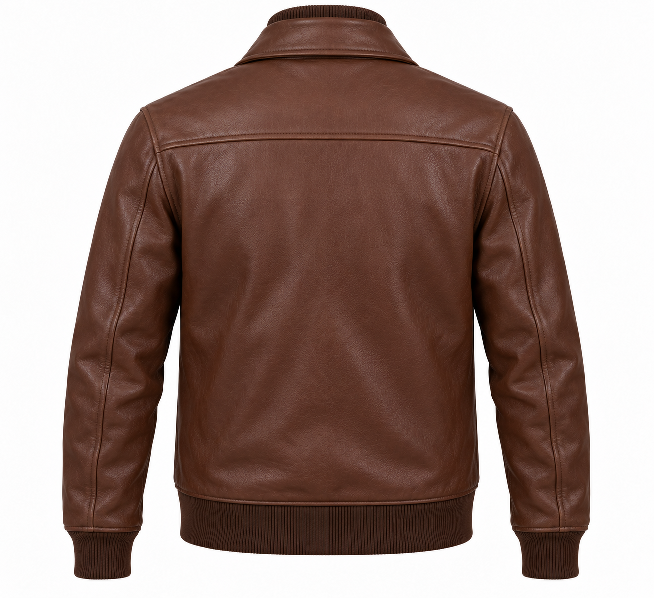 J049 brown leather jacket back view