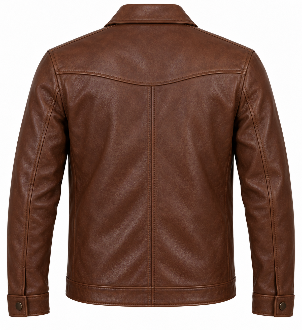 J051 brown leather jacket back view