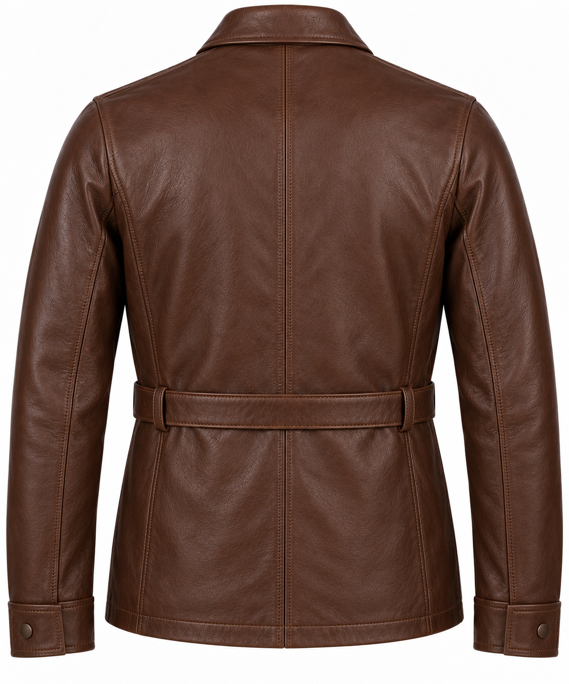 J055 brown leather jacket back view