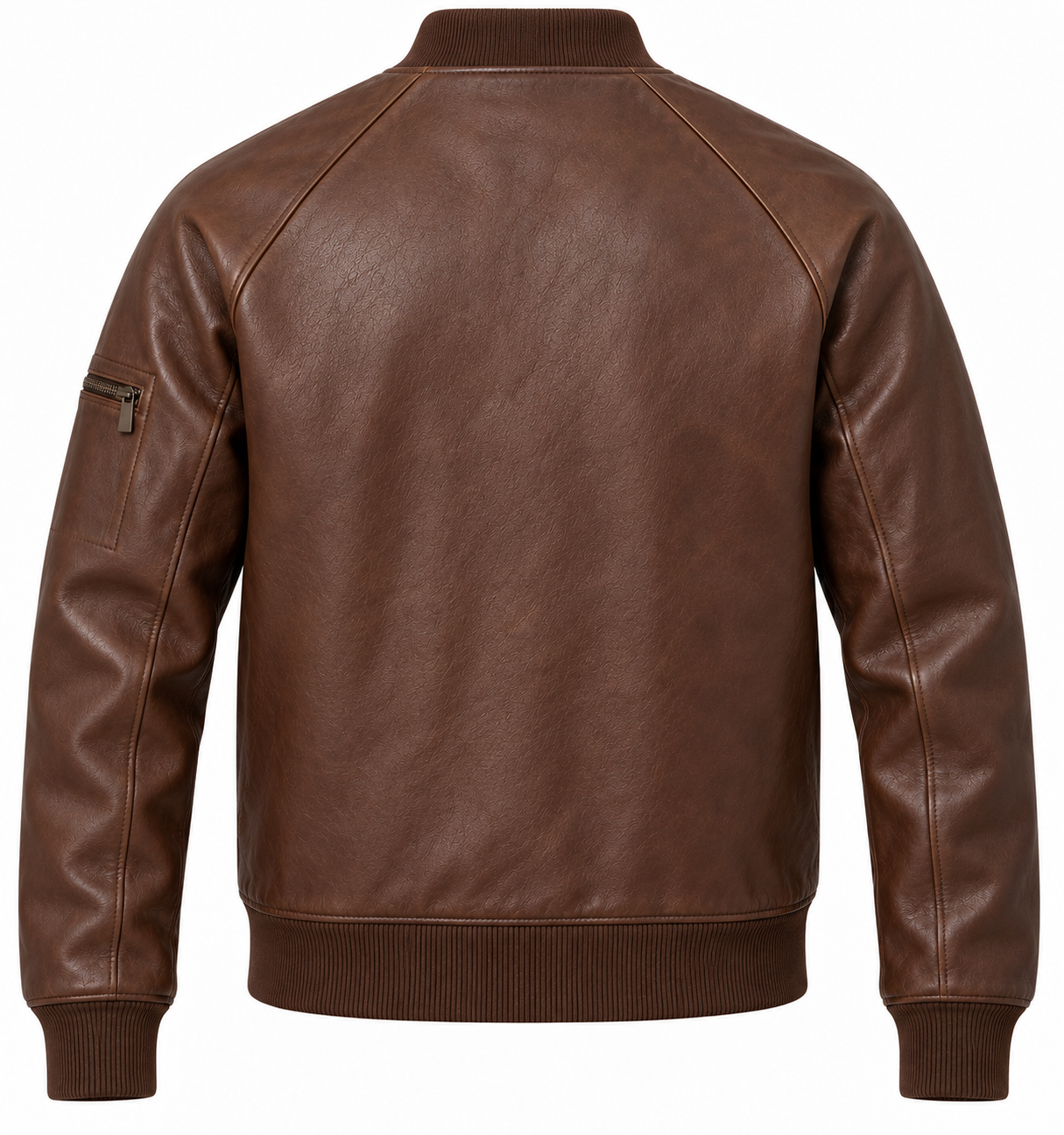 J056 brown leather jacket back view
