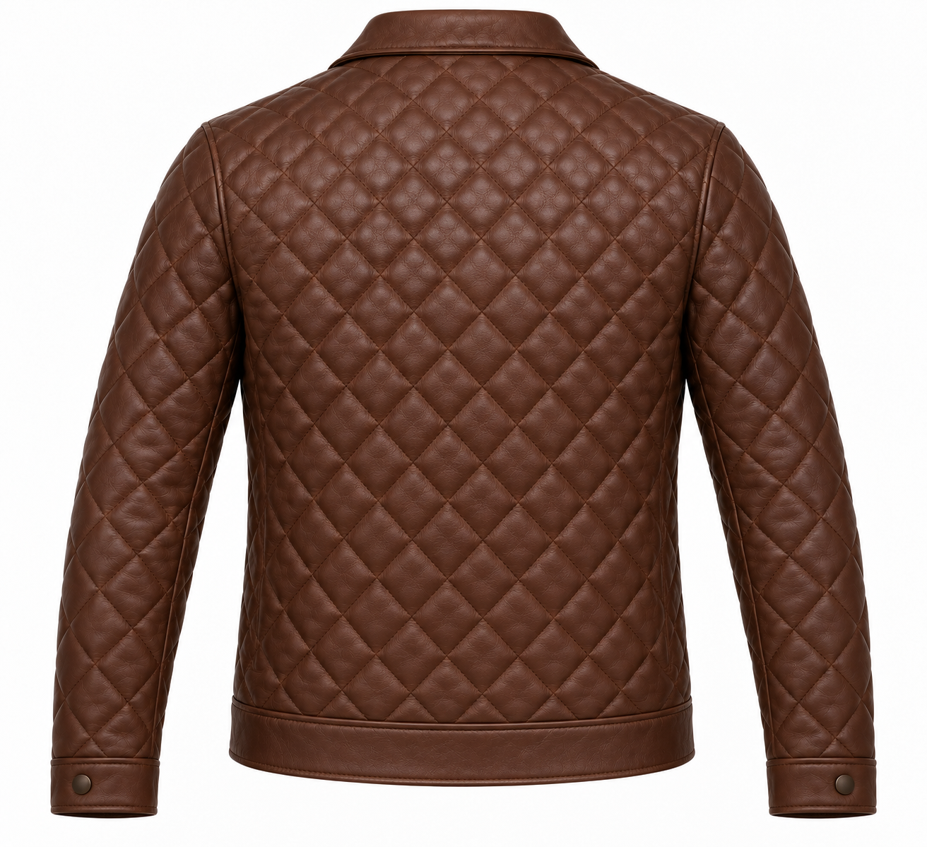 J058 brown leather jacket back view