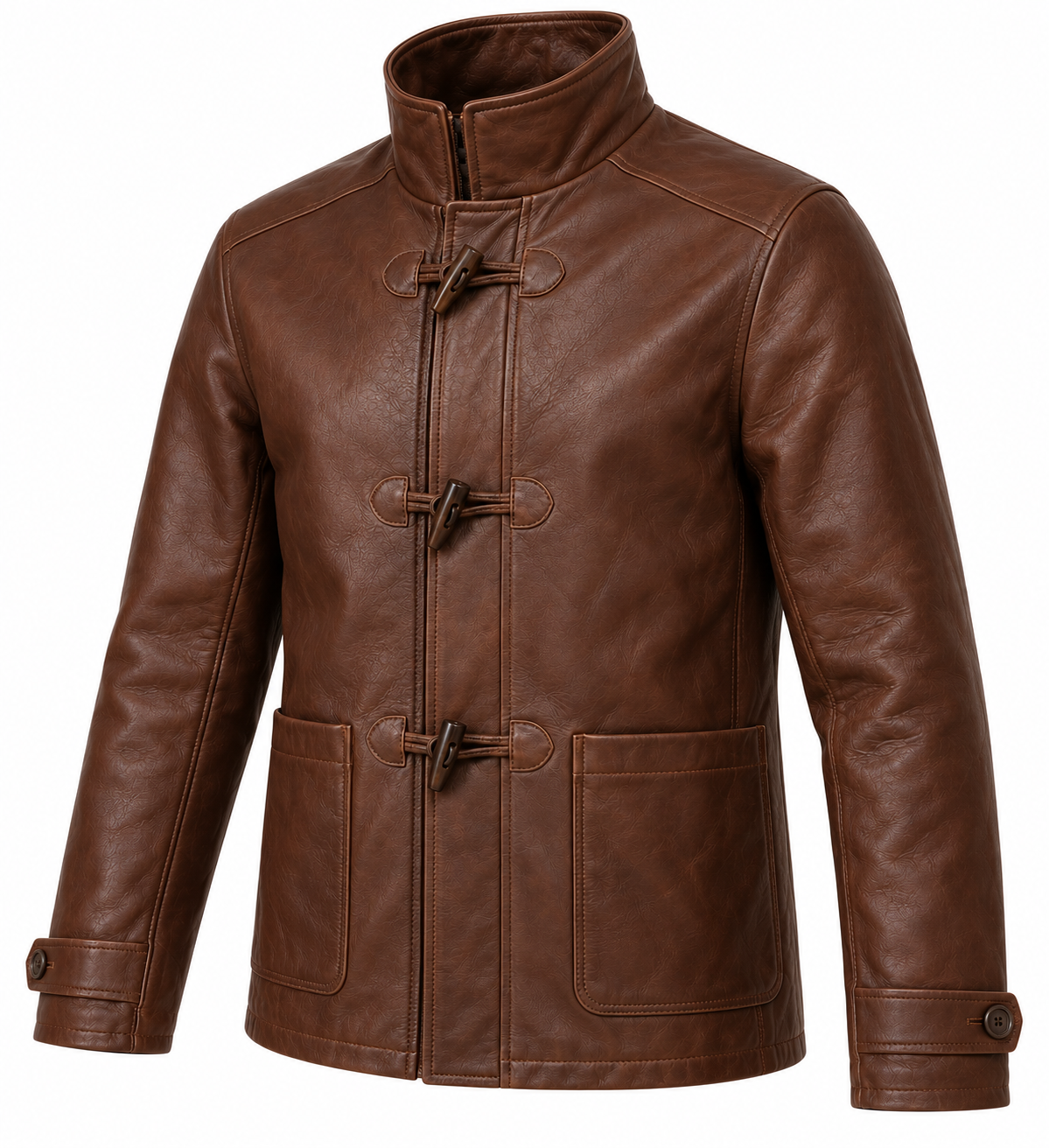 J059 brown leather jacket angle view