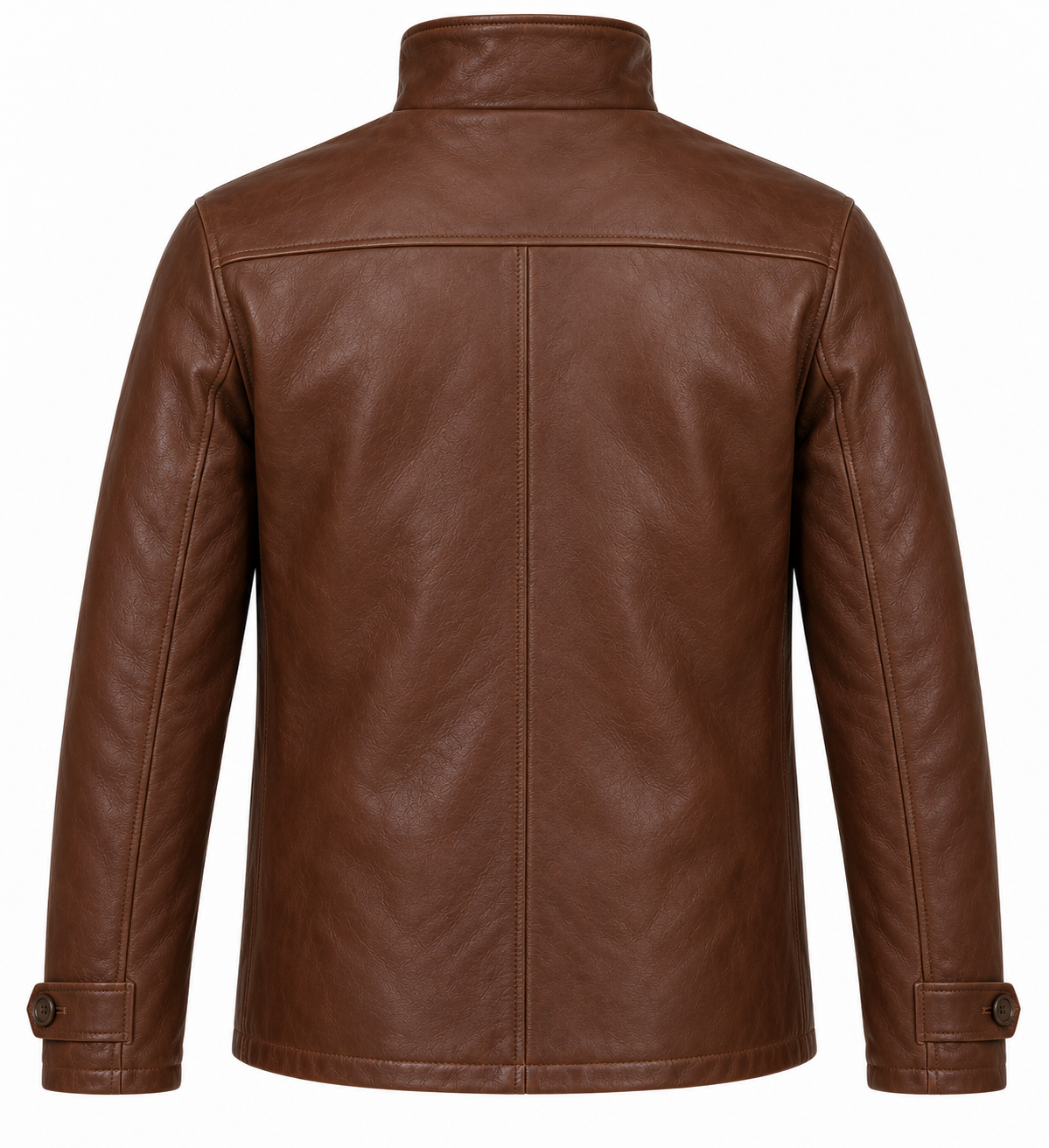 J059 brown leather jacket back view