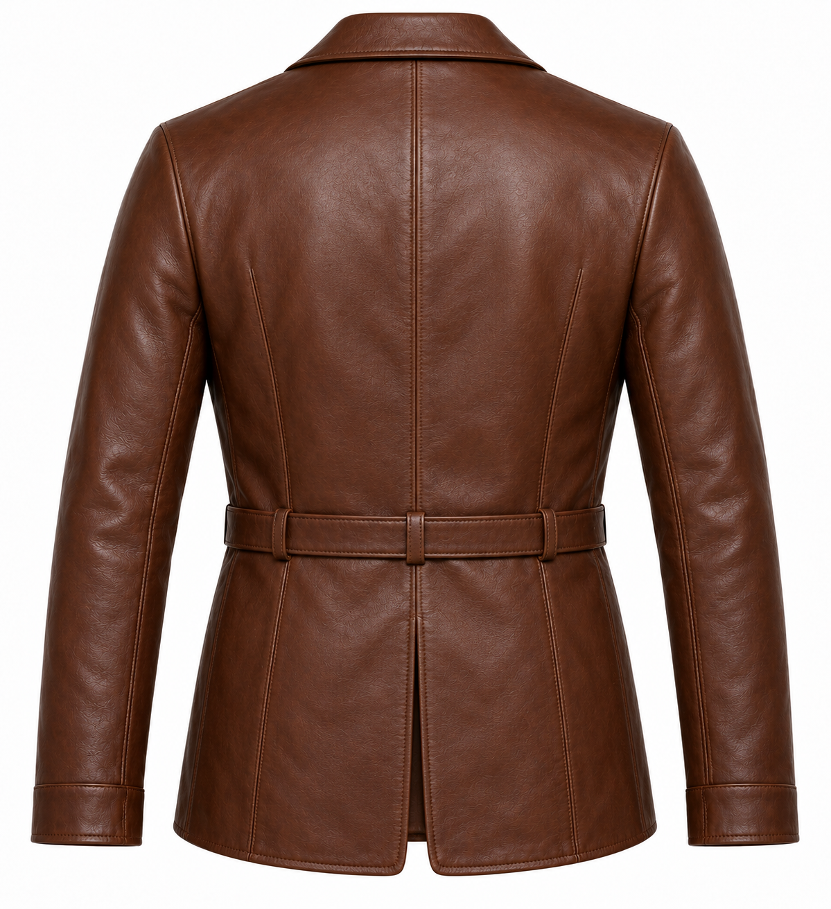 J060 brown leather jacket back view