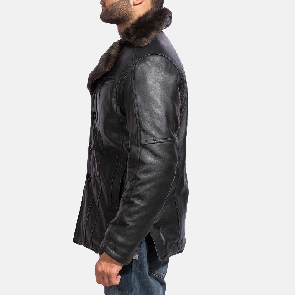 Sowachi Furcliff Black Leather Coat
