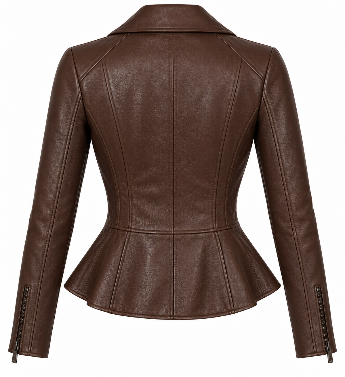 W002 brown leather jacket back view