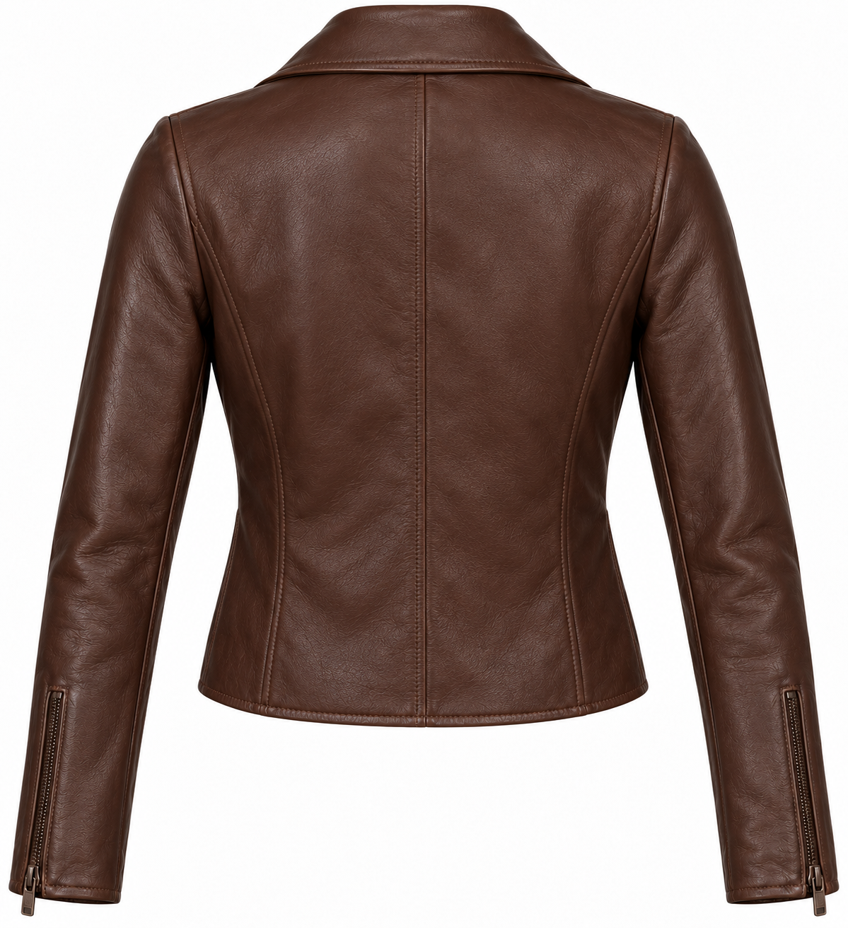 W003 brown leather jacket back view