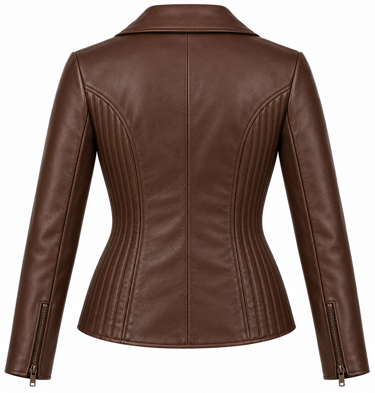W005 brown leather jacket back view