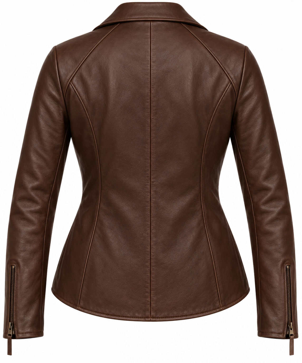 W007 brown leather jacket back view