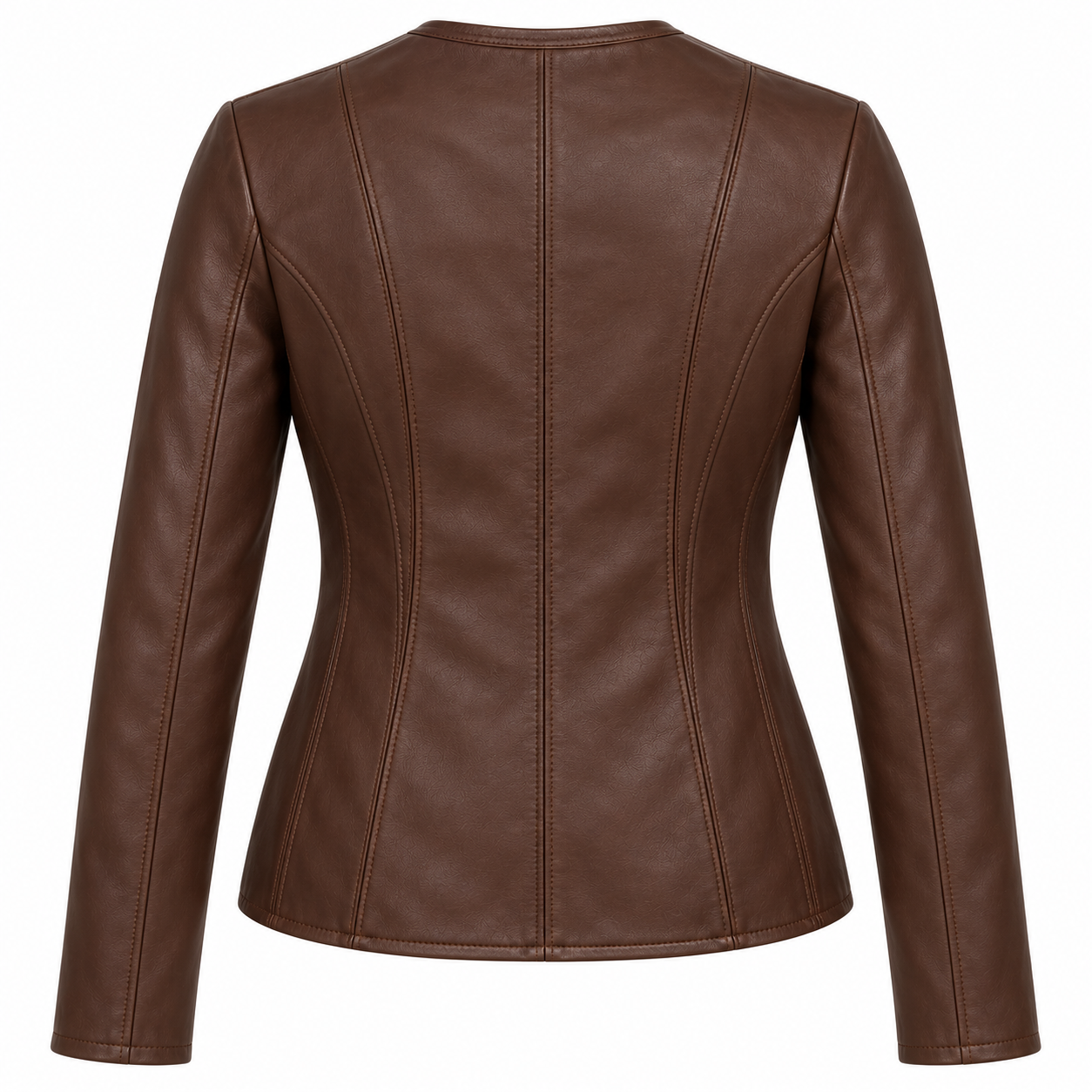 W011 brown leather jacket back view