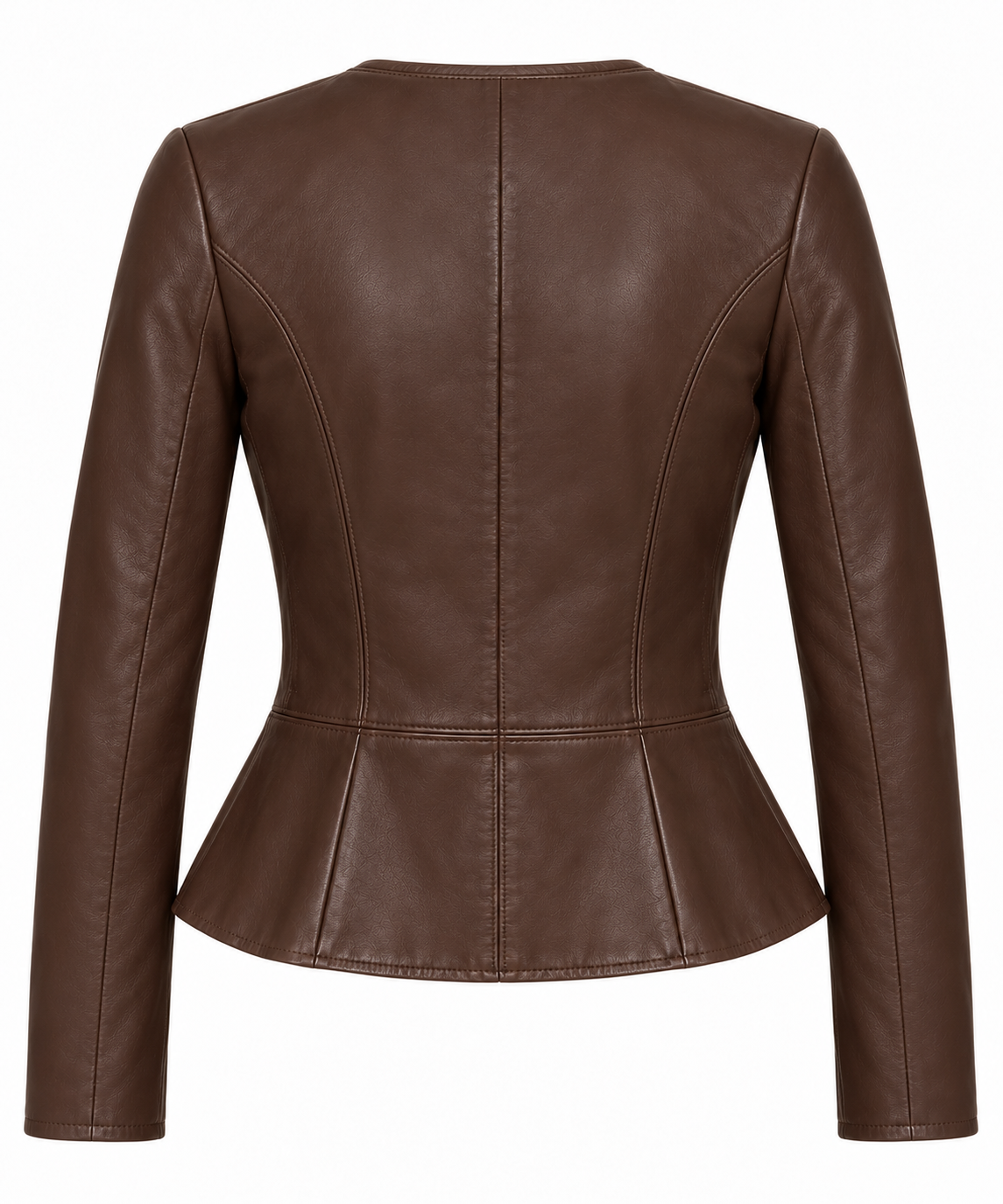 W012 brown leather jacket back view