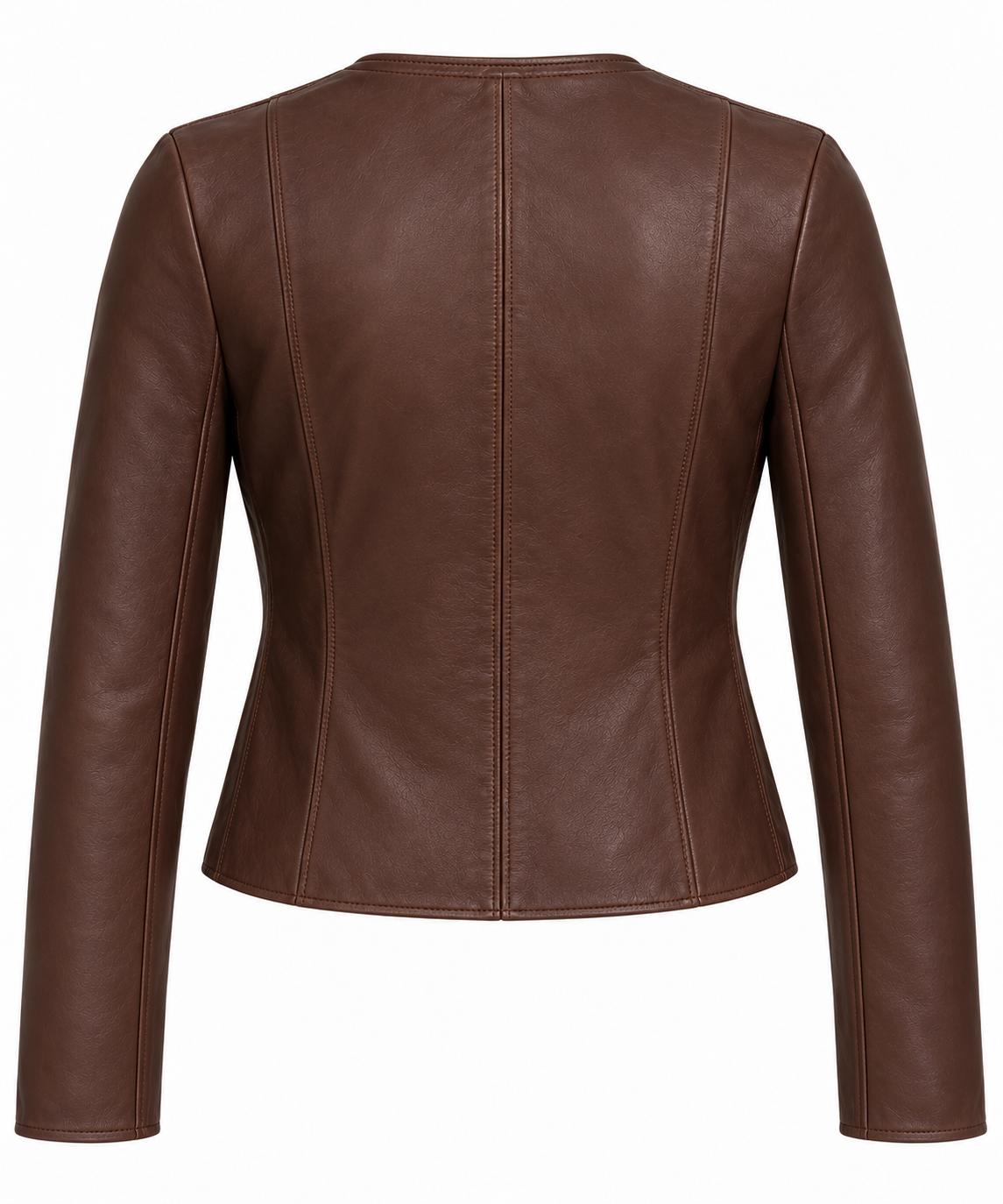 W013 brown leather jacket back view