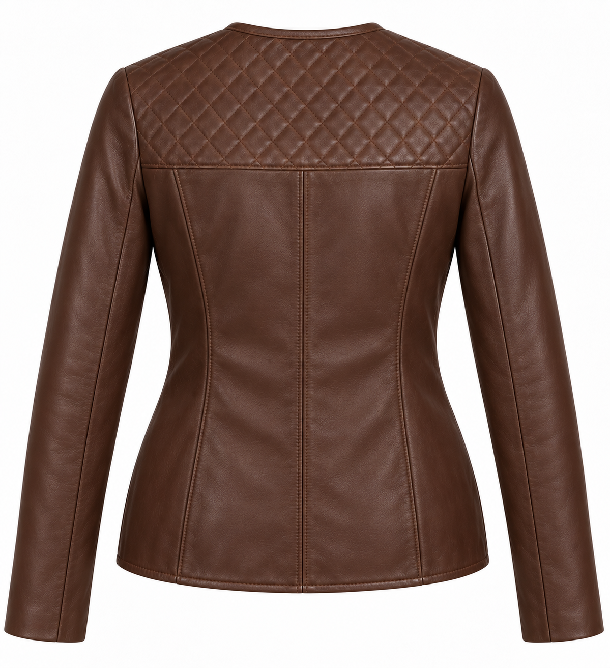 W014 brown leather jacket back view