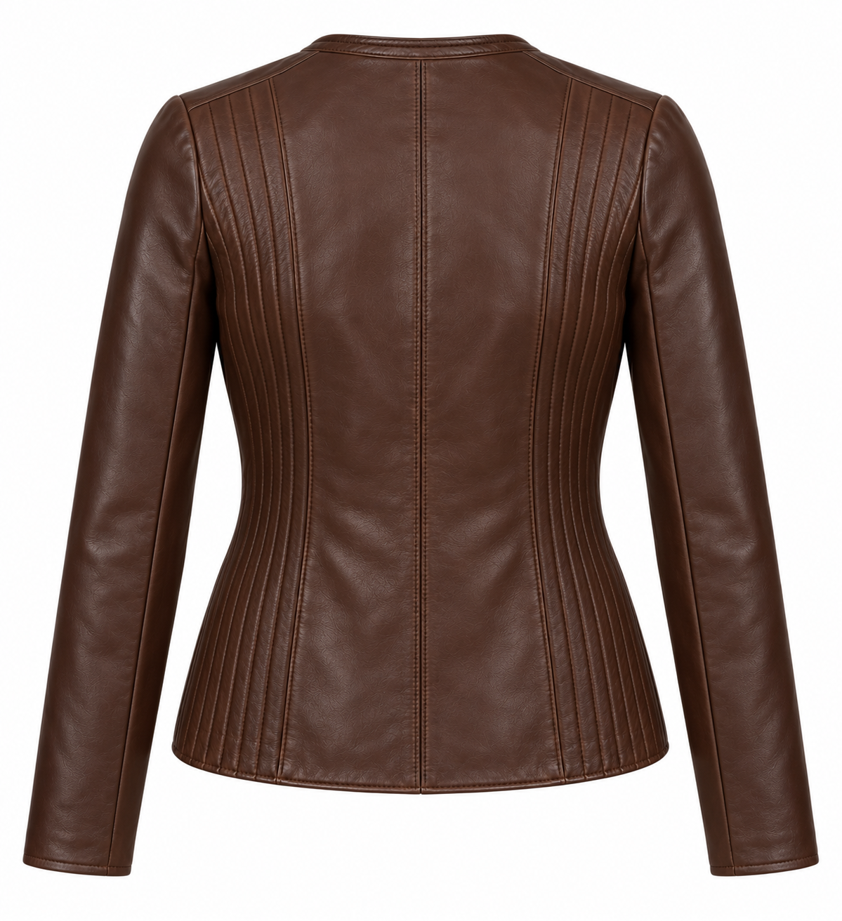 W015 brown leather jacket back view