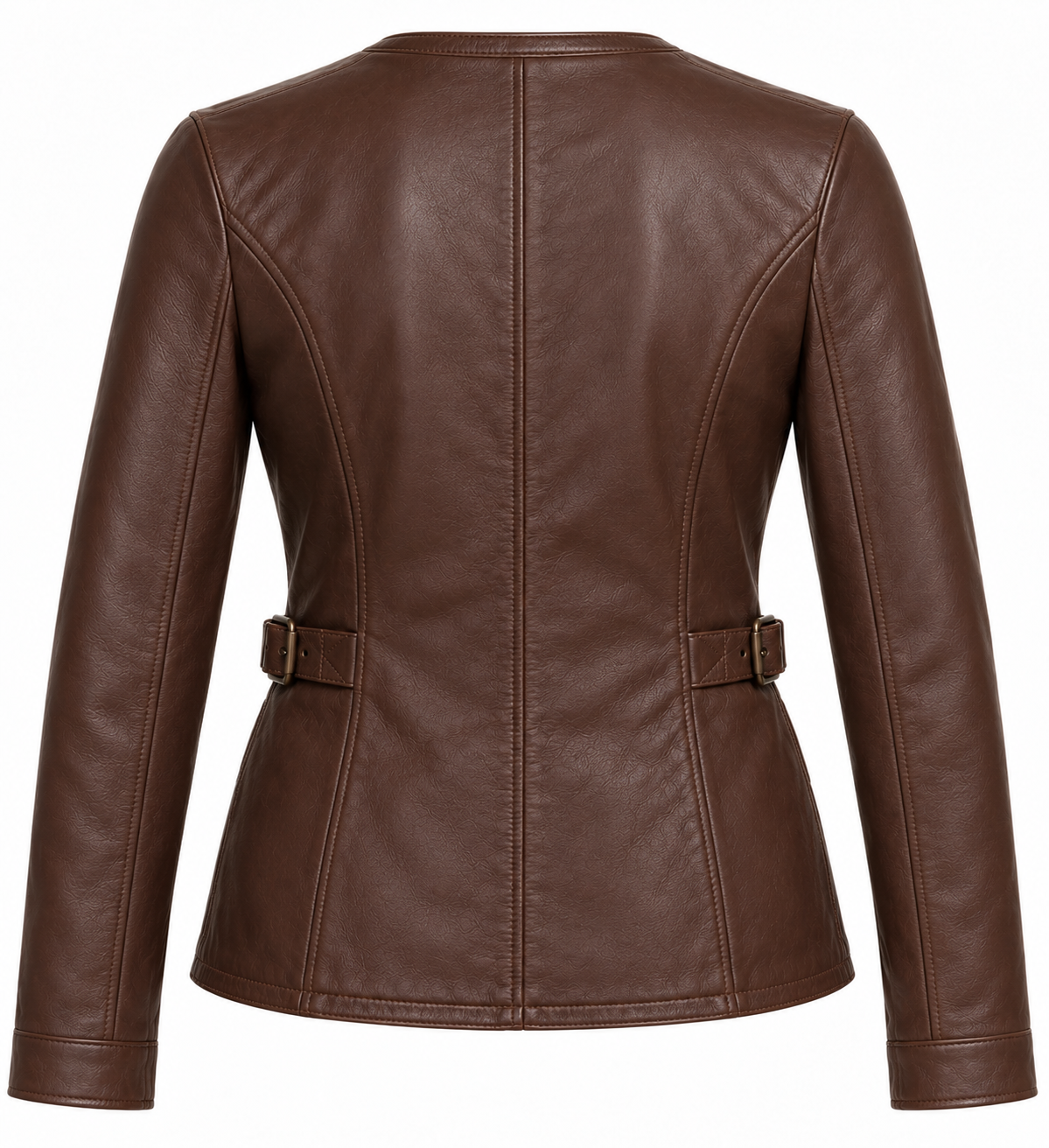 W016 brown leather jacket back view