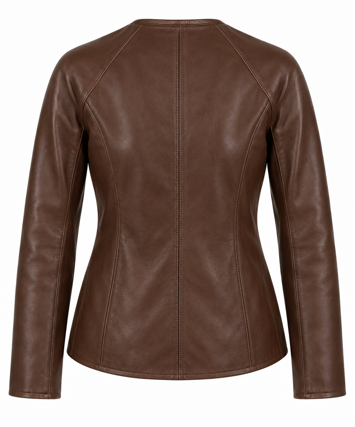W017 brown leather jacket back view