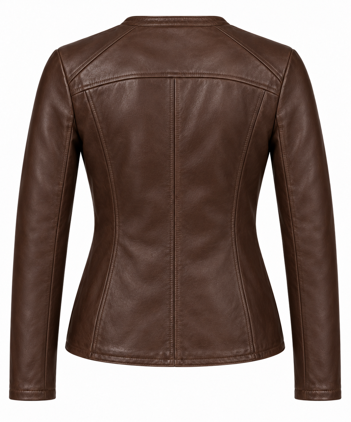 W018 brown leather jacket back view