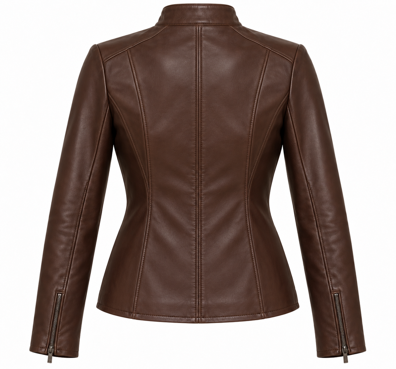 W021 brown leather jacket back view