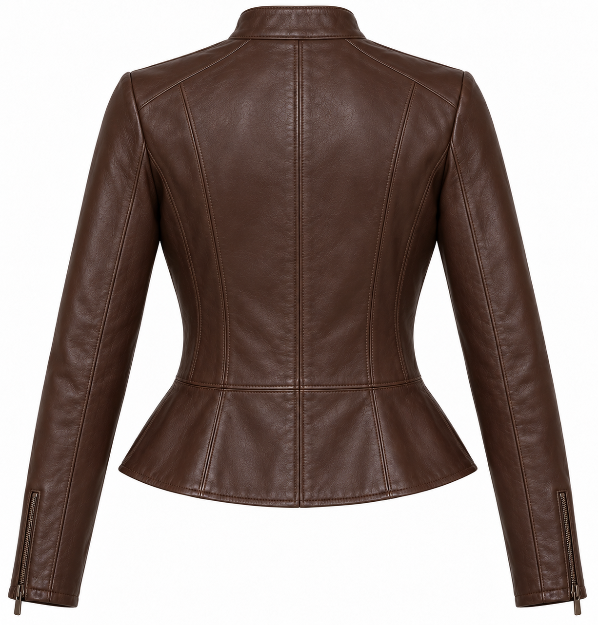 W022 brown leather jacket back view