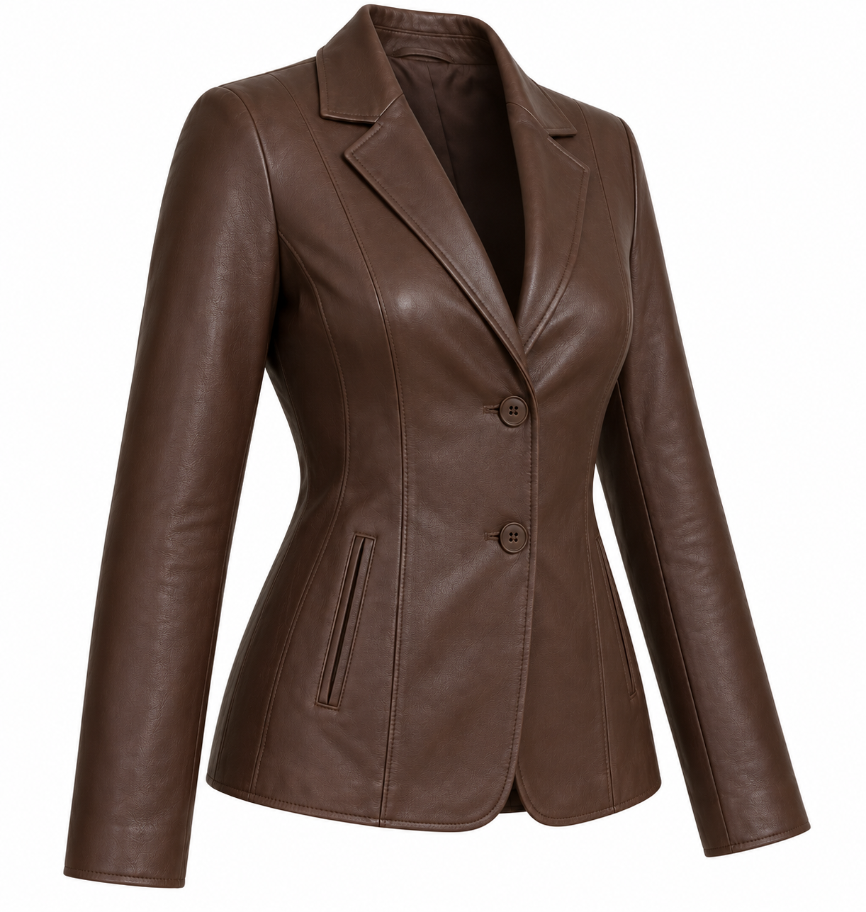 W031 brown leather jacket angle view