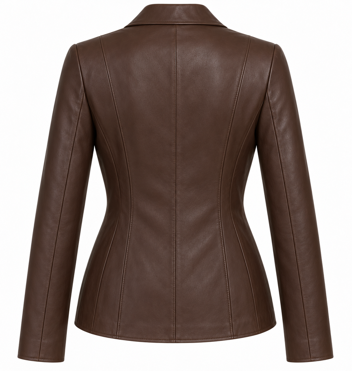 W031 brown leather jacket back view