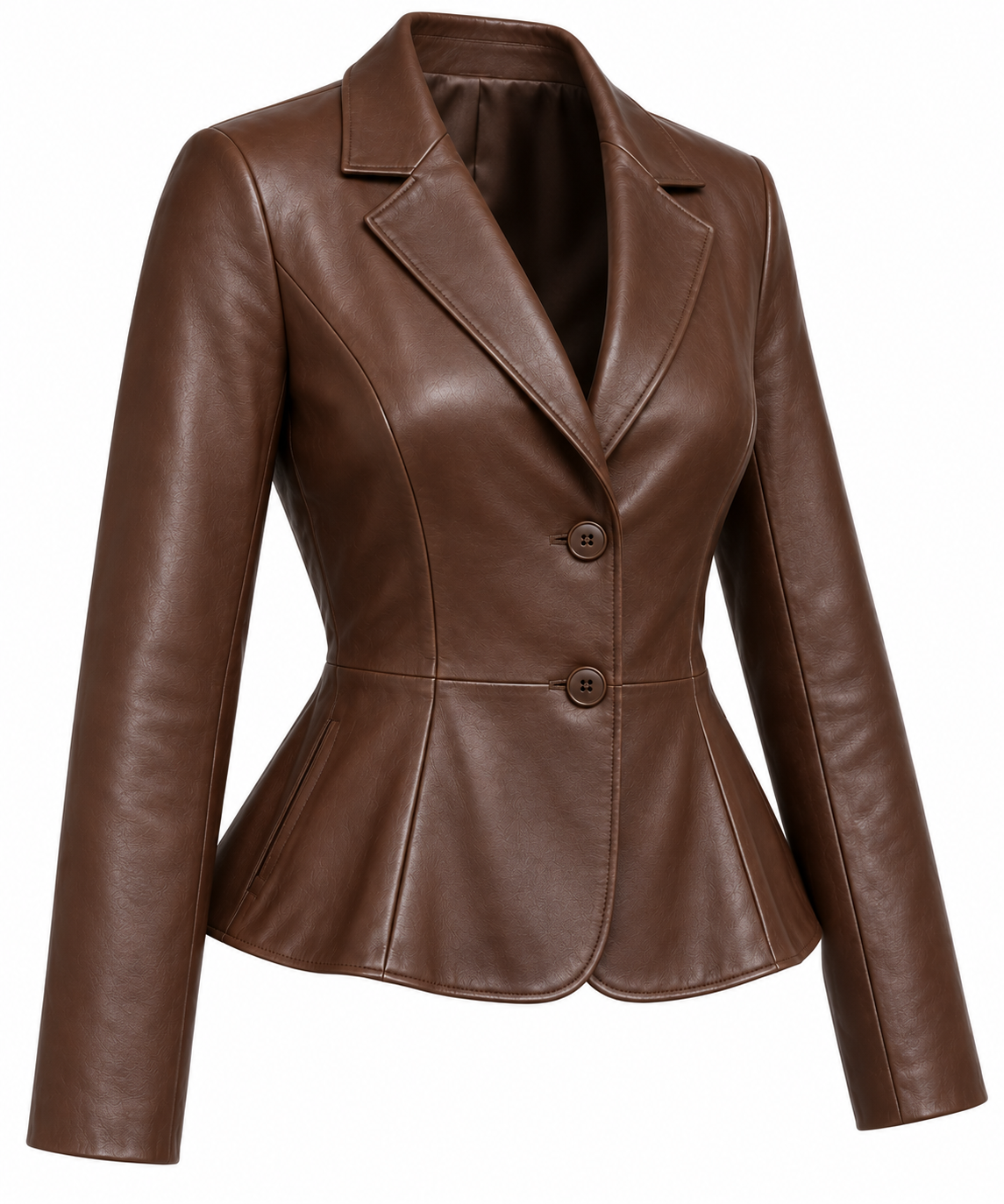 W032 brown leather jacket angle view