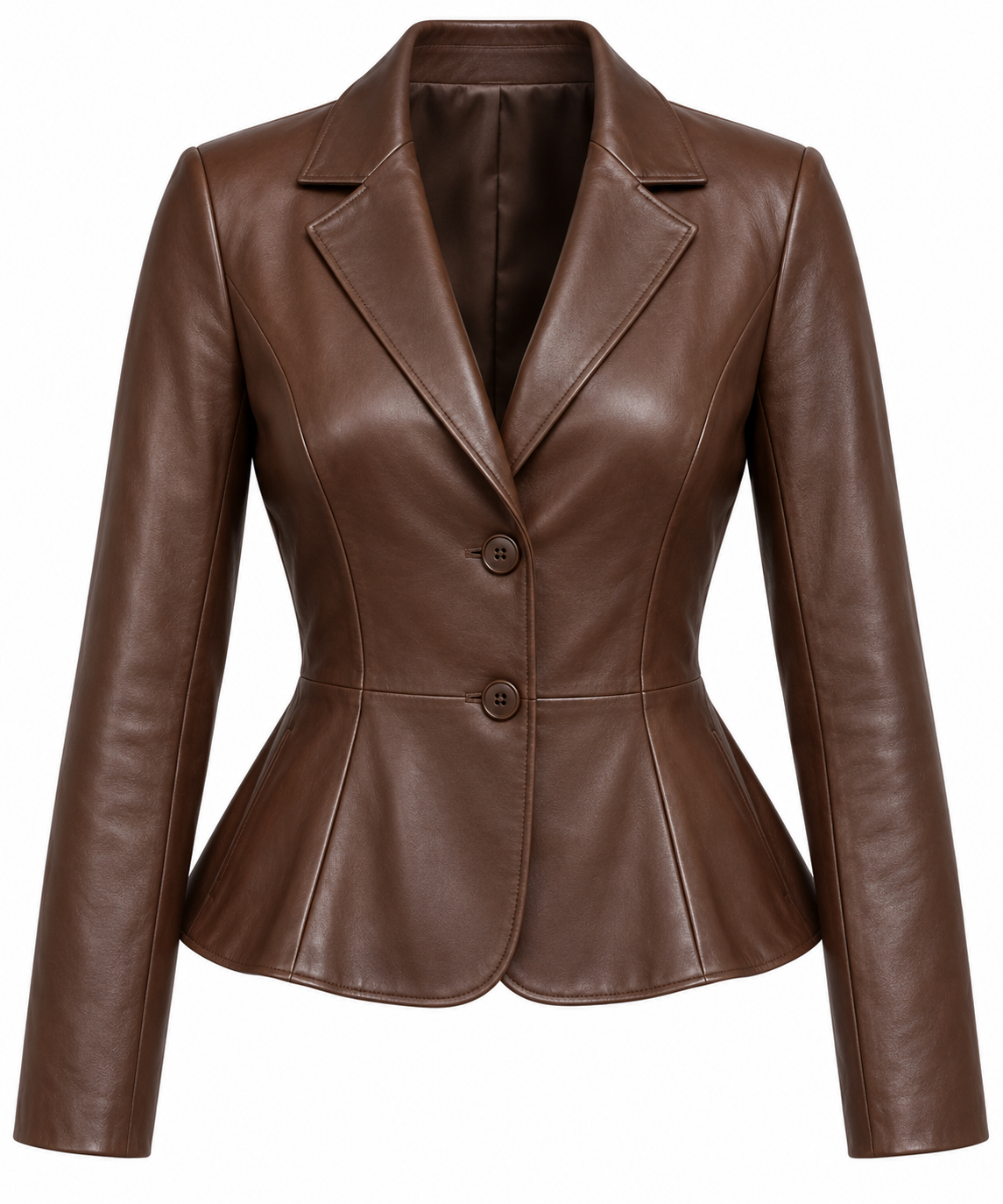 W032 brown leather jacket front view