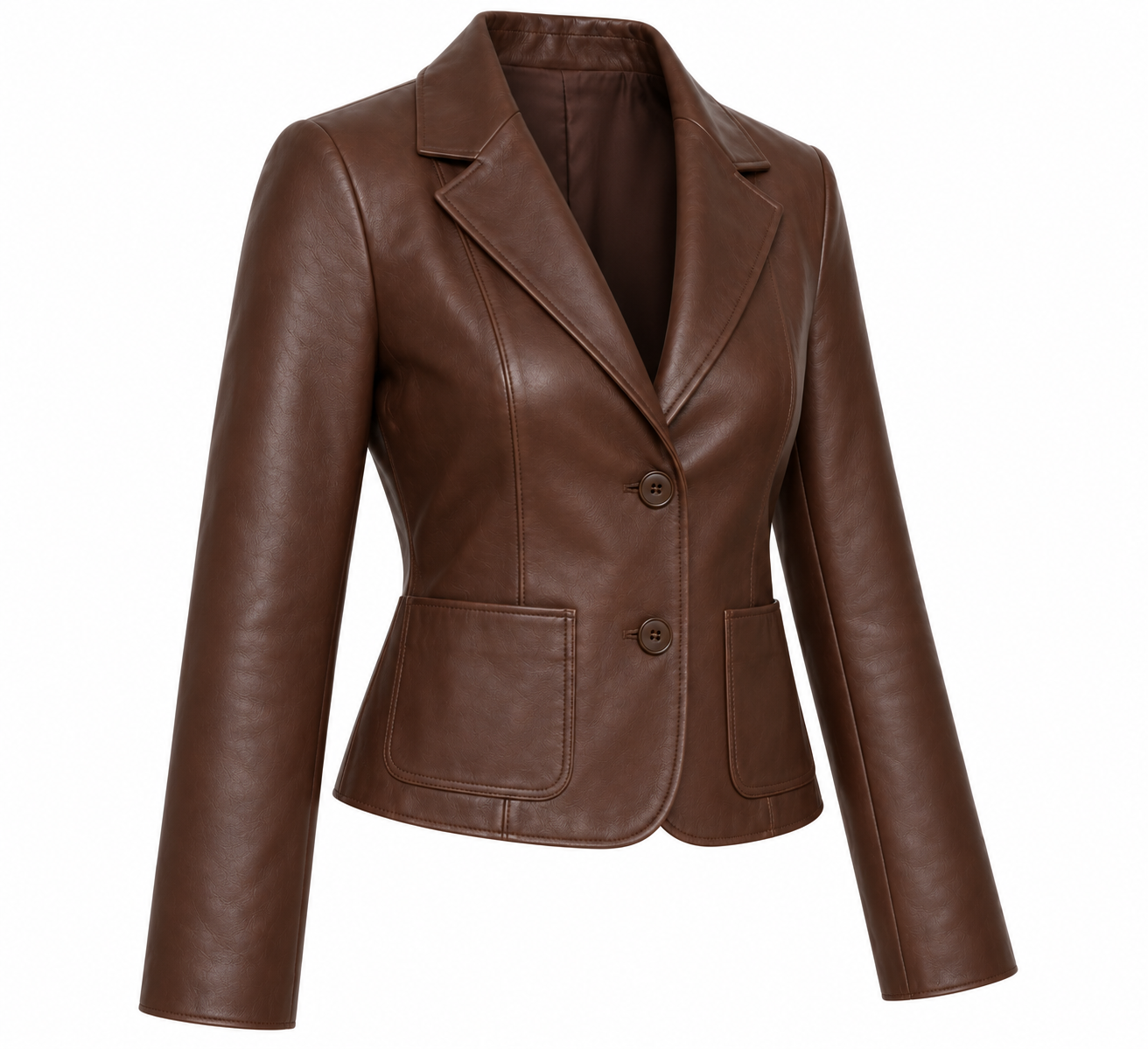 W033 brown leather jacket angle view