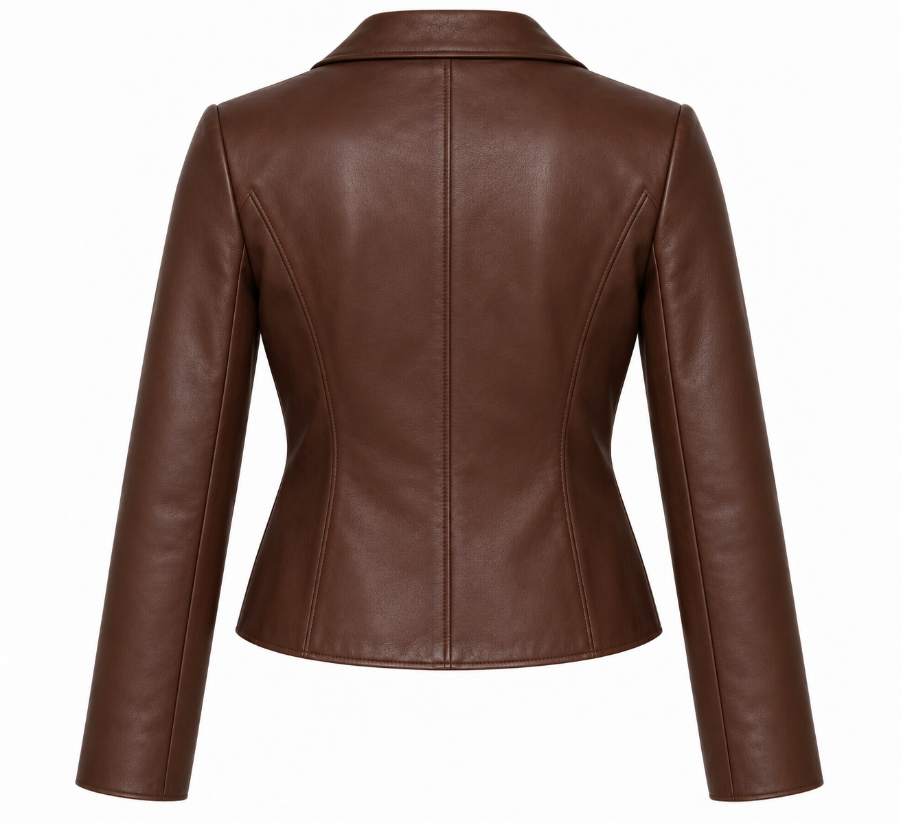 W033 brown leather jacket back view