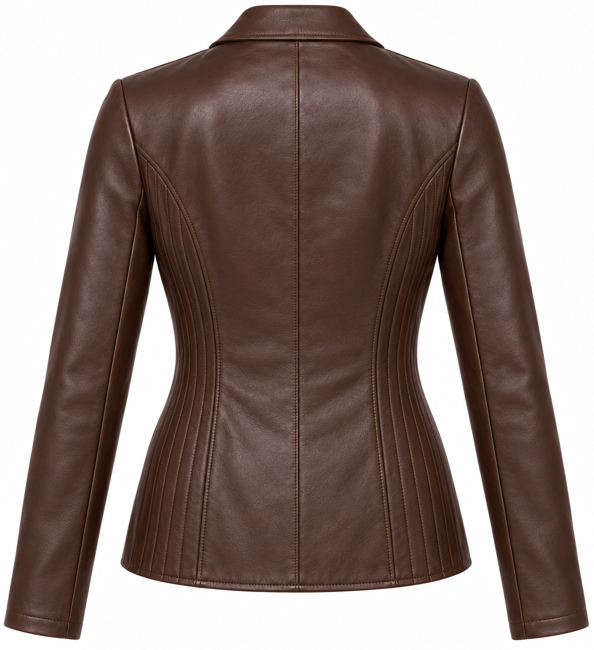 W035 brown leather jacket back view