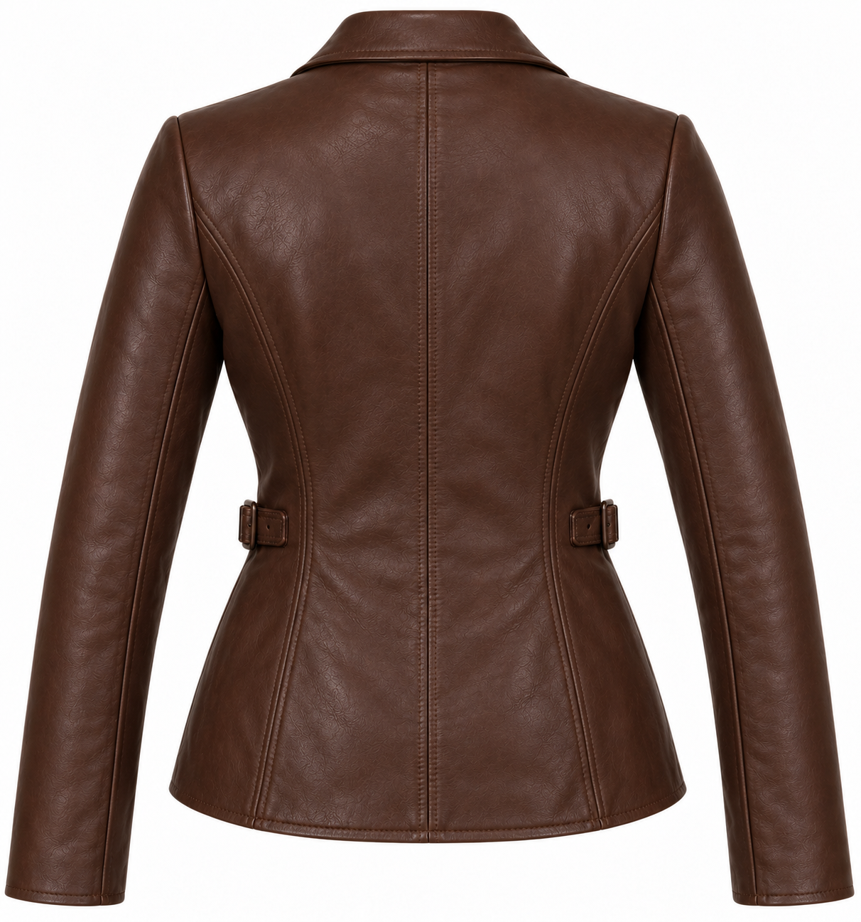 W036 brown leather jacket back view