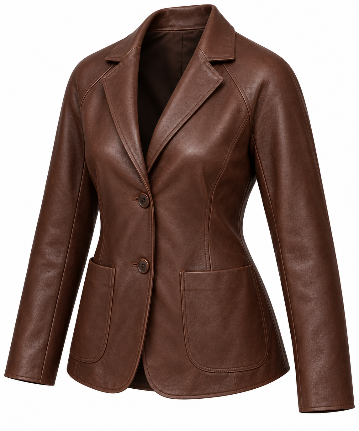 W037 brown leather jacket angle view